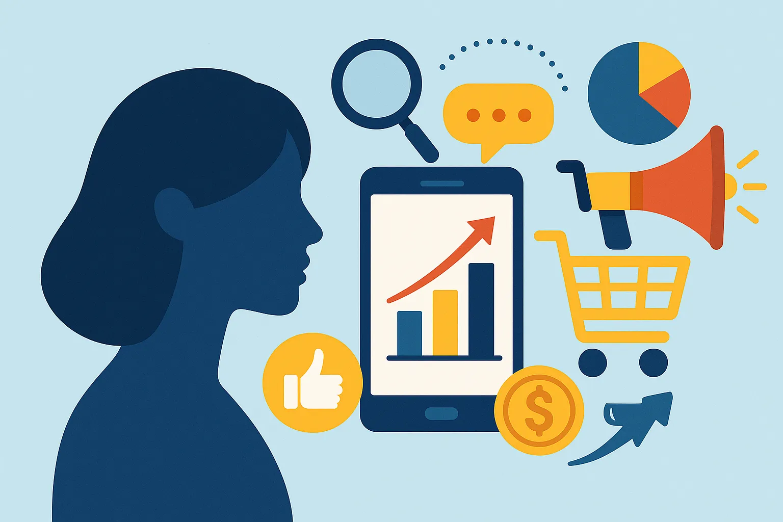 Illustration of shifting consumer behavior and digital marketing trends